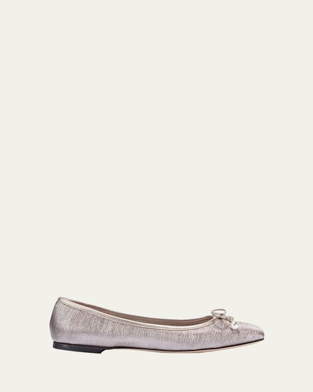 Elme Metallic Bow Ballerina Flats